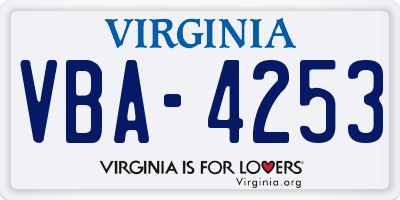 VA license plate VBA4253