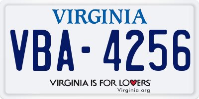 VA license plate VBA4256