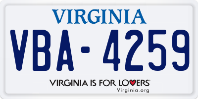 VA license plate VBA4259