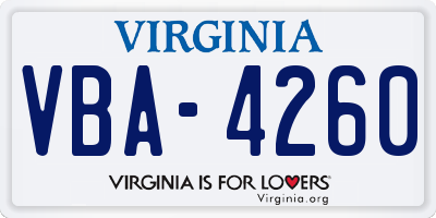 VA license plate VBA4260