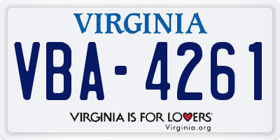 VA license plate VBA4261