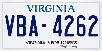 VA license plate VBA4262
