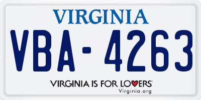 VA license plate VBA4263
