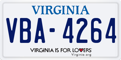 VA license plate VBA4264