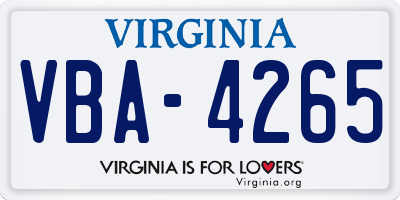 VA license plate VBA4265