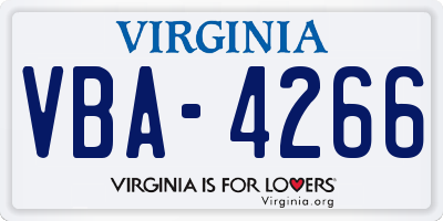 VA license plate VBA4266
