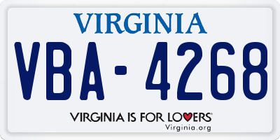 VA license plate VBA4268