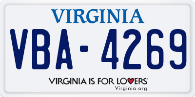 VA license plate VBA4269