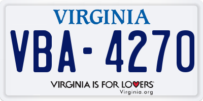 VA license plate VBA4270