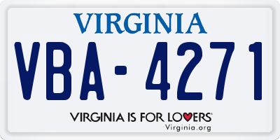VA license plate VBA4271