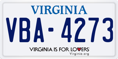 VA license plate VBA4273