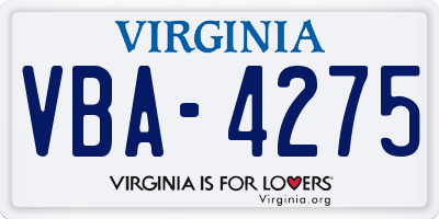 VA license plate VBA4275