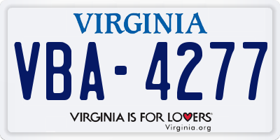 VA license plate VBA4277