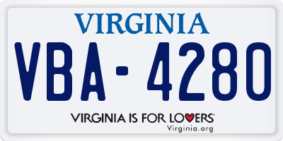 VA license plate VBA4280