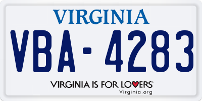 VA license plate VBA4283