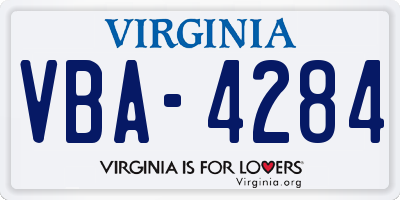 VA license plate VBA4284