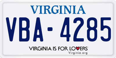 VA license plate VBA4285
