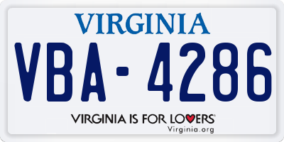 VA license plate VBA4286