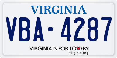 VA license plate VBA4287