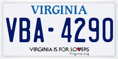 VA license plate VBA4290
