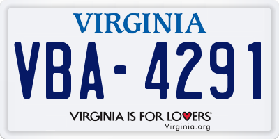 VA license plate VBA4291