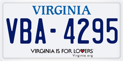 VA license plate VBA4295