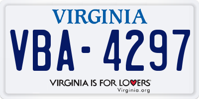 VA license plate VBA4297