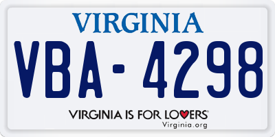 VA license plate VBA4298