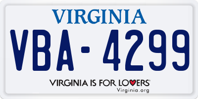 VA license plate VBA4299