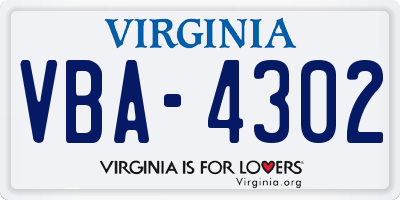 VA license plate VBA4302