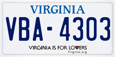 VA license plate VBA4303