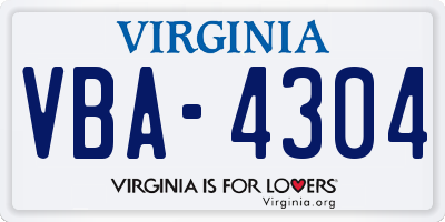 VA license plate VBA4304