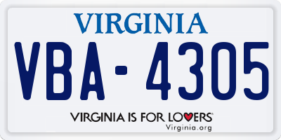 VA license plate VBA4305