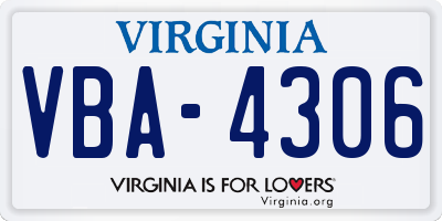 VA license plate VBA4306
