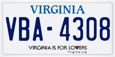 VA license plate VBA4308