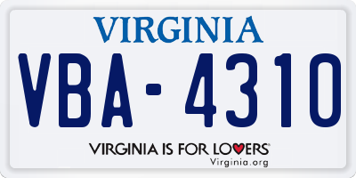 VA license plate VBA4310