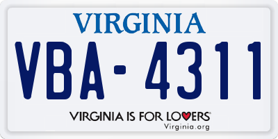 VA license plate VBA4311