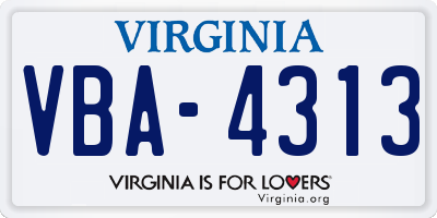 VA license plate VBA4313