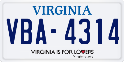 VA license plate VBA4314