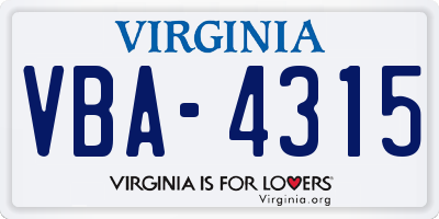 VA license plate VBA4315