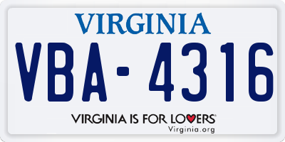 VA license plate VBA4316