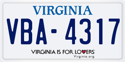 VA license plate VBA4317