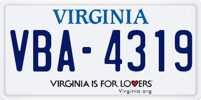 VA license plate VBA4319