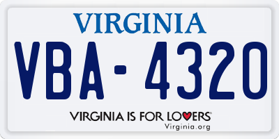 VA license plate VBA4320