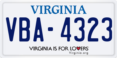 VA license plate VBA4323