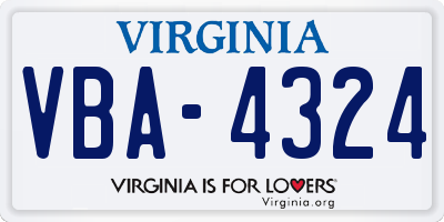 VA license plate VBA4324