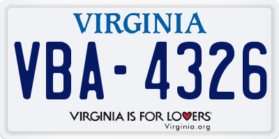 VA license plate VBA4326