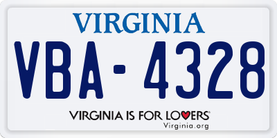 VA license plate VBA4328