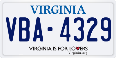 VA license plate VBA4329