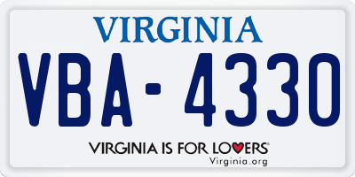 VA license plate VBA4330